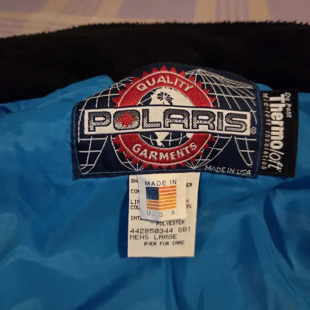 Vtg Polaris Jacket Mens Large Multicolor Ski Snowmobile Anorak Made USA 80s 90s